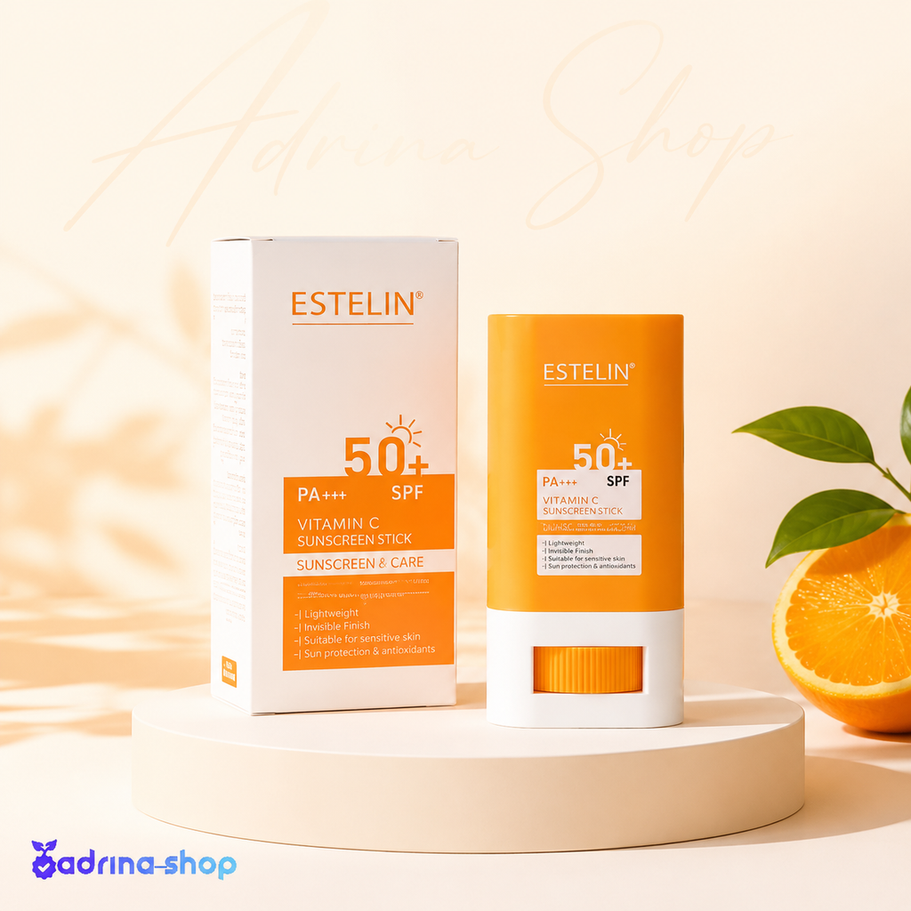 ضد آفتاب استیکی استلین SPF50 بی رنگ حاوی ویتامین سی و نیاسینامید / Estelin